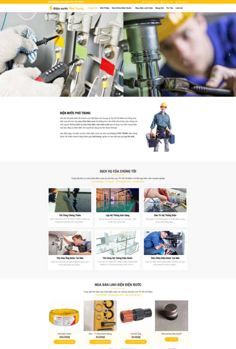 Theme wordpress dịch vụ điện nước giá rẻ chuẩn đẹp