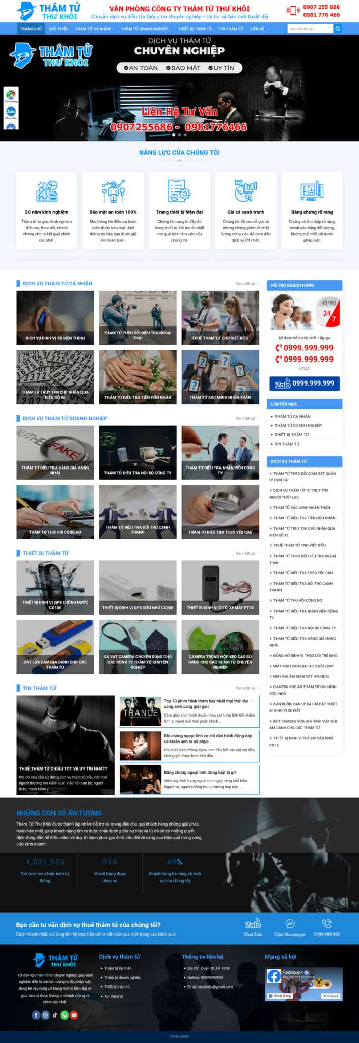 Theme wordpress dịch vụ thám tử