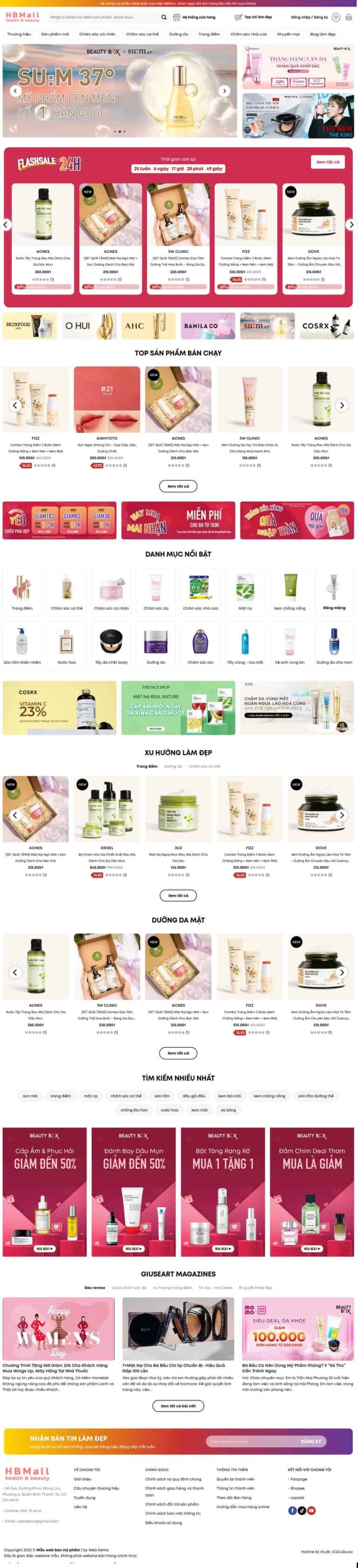 Theme wordpress mỹ phẩm 11 giá rẻ