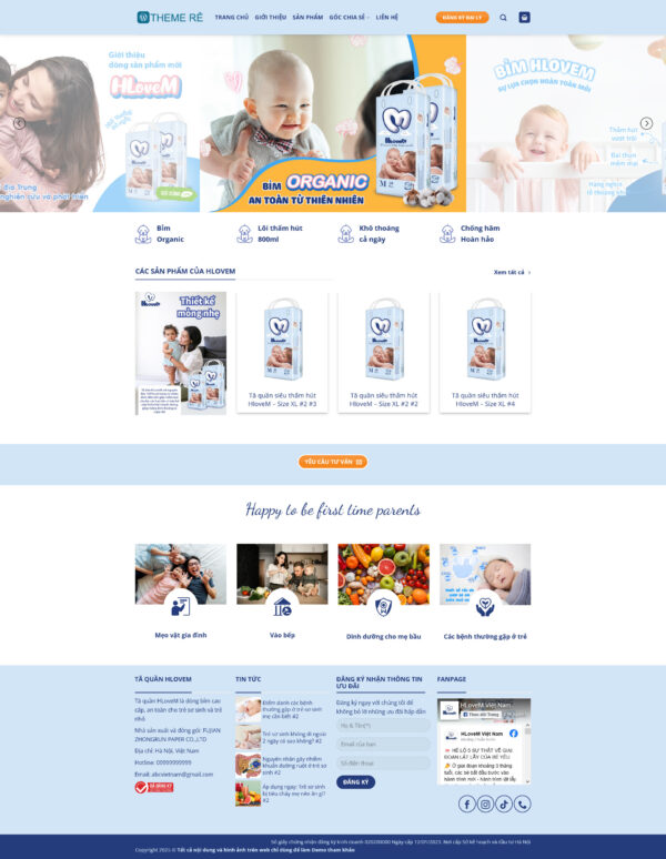 Theme wordpress bỉm sữa giá rẻ