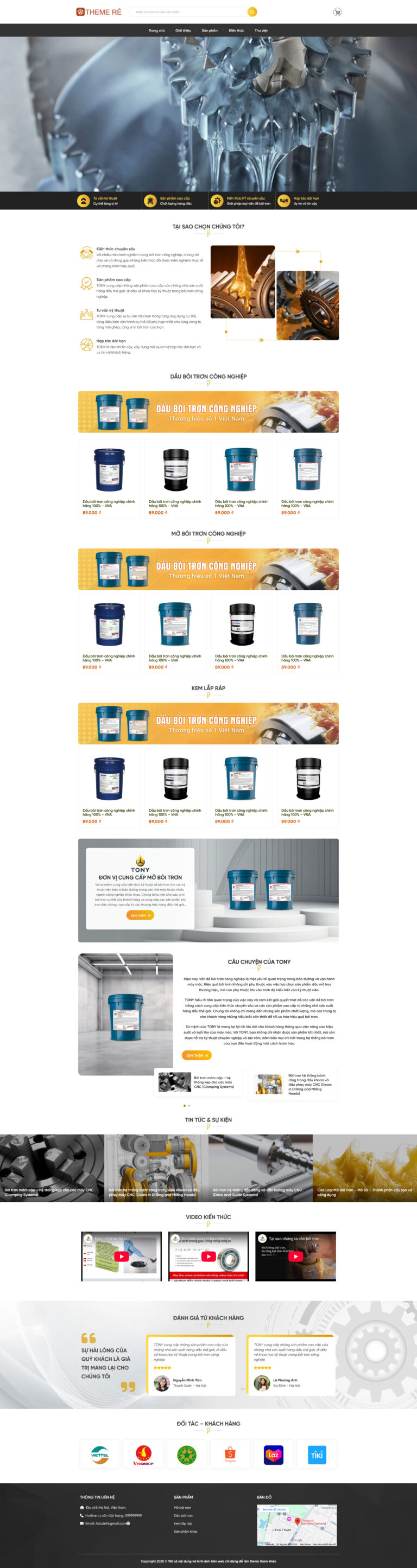 Theme wordpress dầu bôi trơn công nghiệp giá rẻ