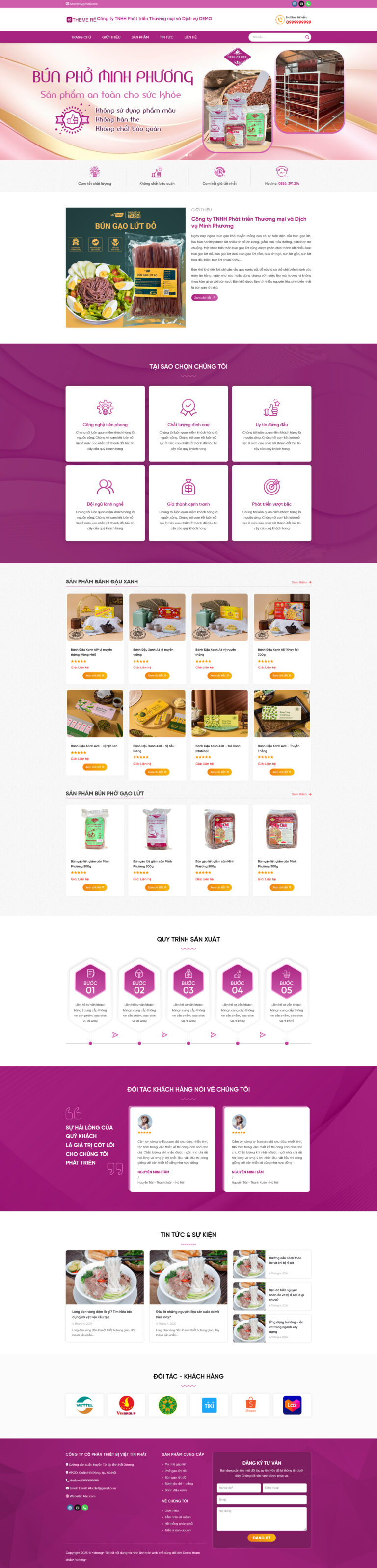 Theme wordpress bún khô giá rẻ