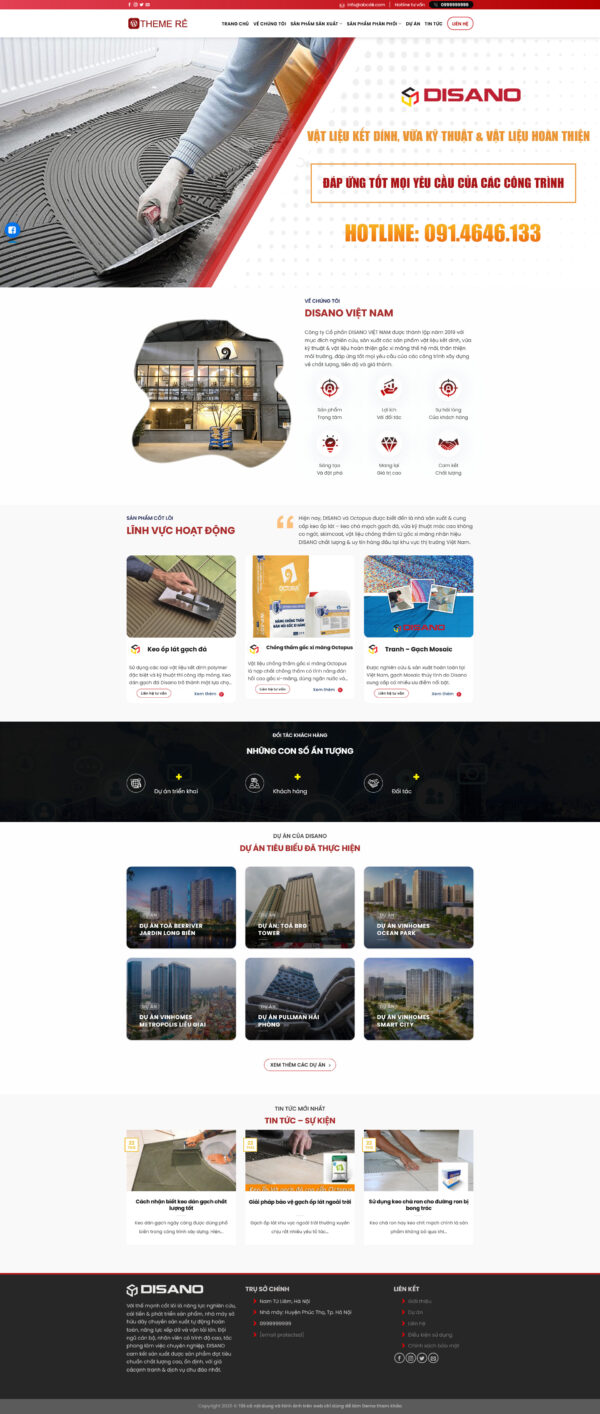 Theme WordPress Vật Tư Công Trình Giá Rẻ