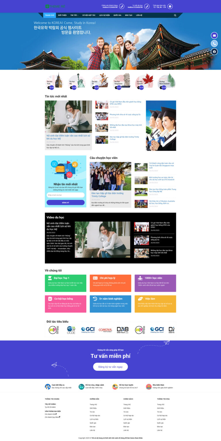 Theme wordpress du học 01 giá rẻ