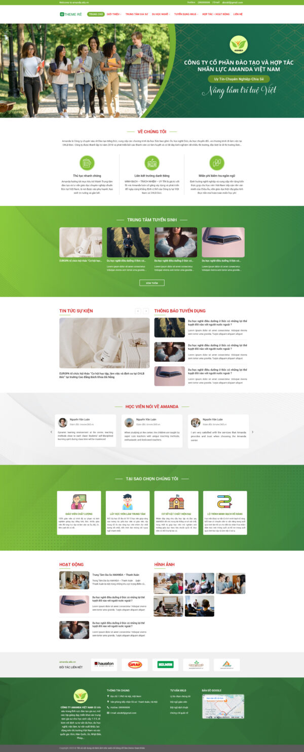 Theme wordpress du học amanda giá rẻ