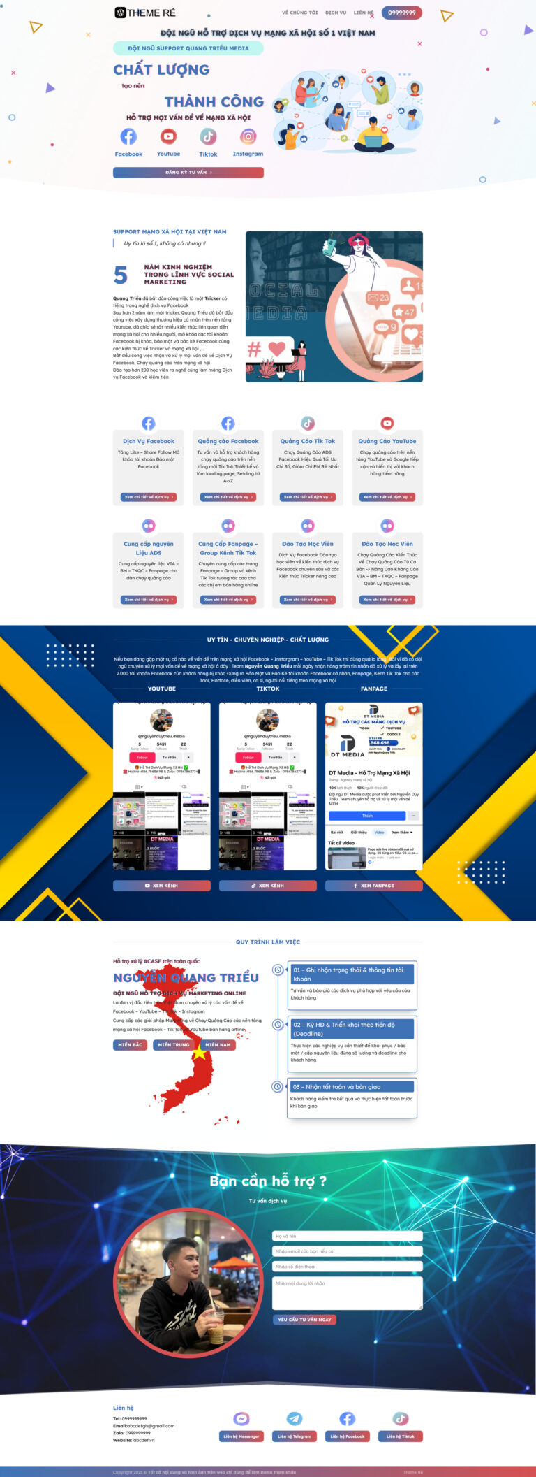 Theme dịch vụ mạng xã hội giá rẻ