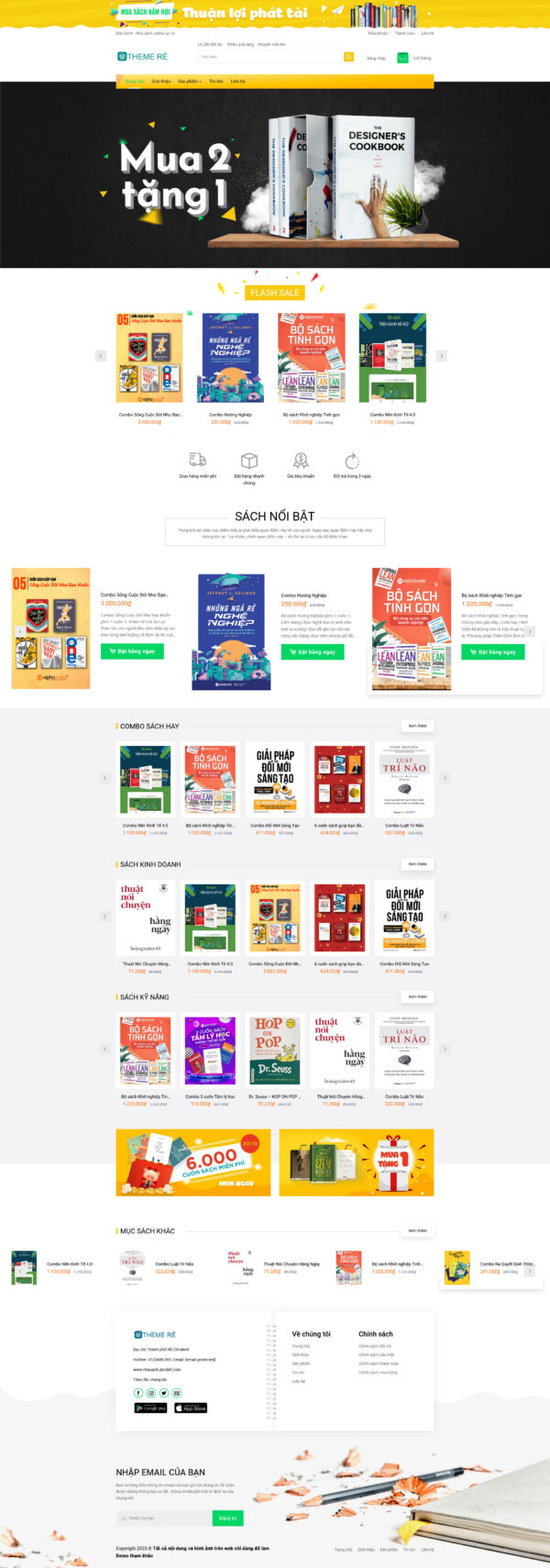 Theme wordpress nhà sách 01 giá rẻ