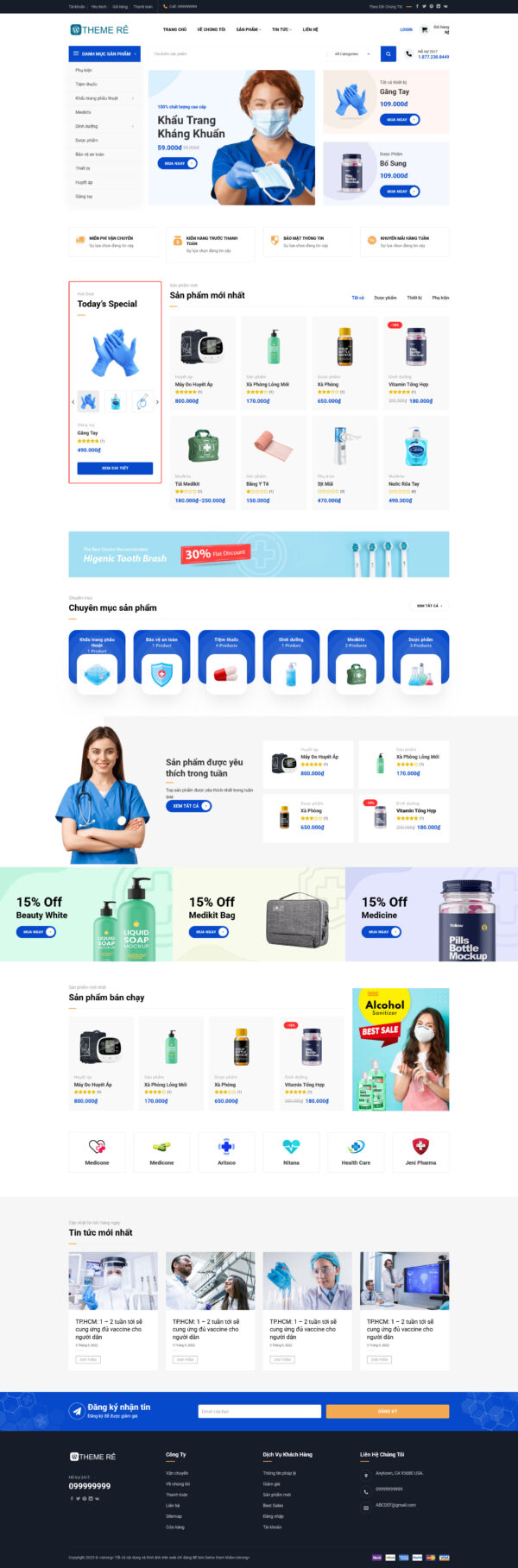 Theme wordpress thiết bị y tế 01 giá rẻ