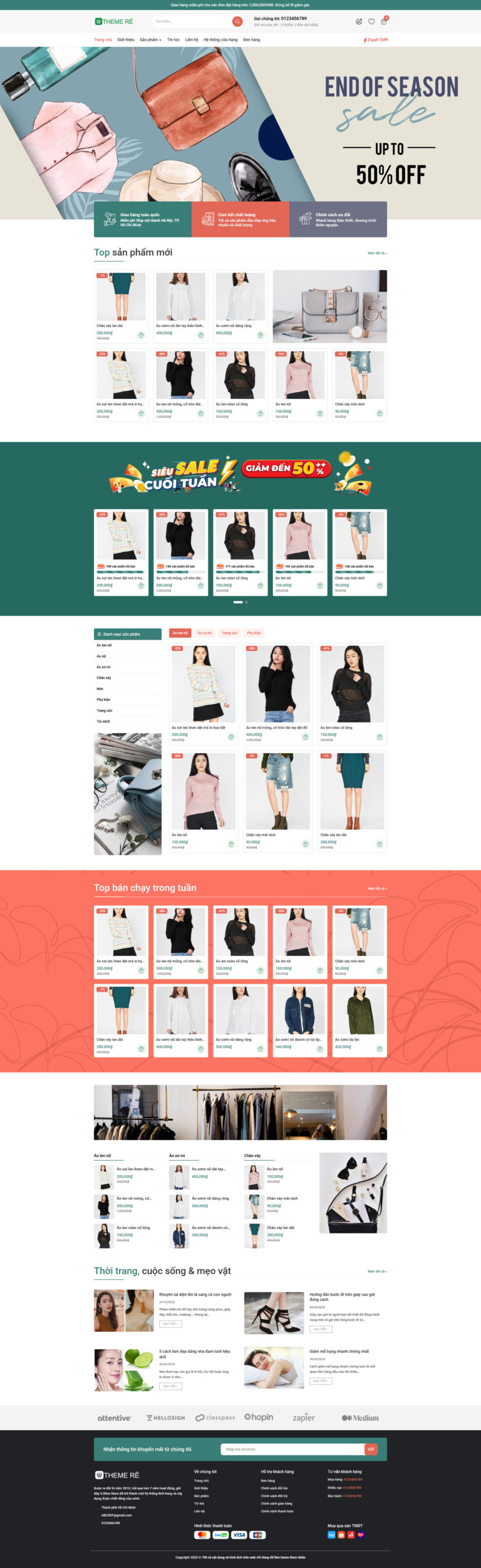 Theme wordpress thời trang 01 giá rẻ