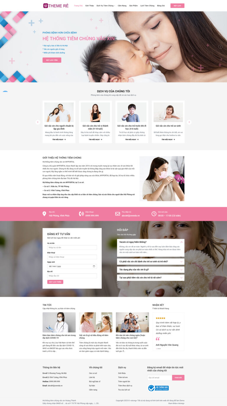 Theme wordpress tiêm chủng 01 giá rẻ