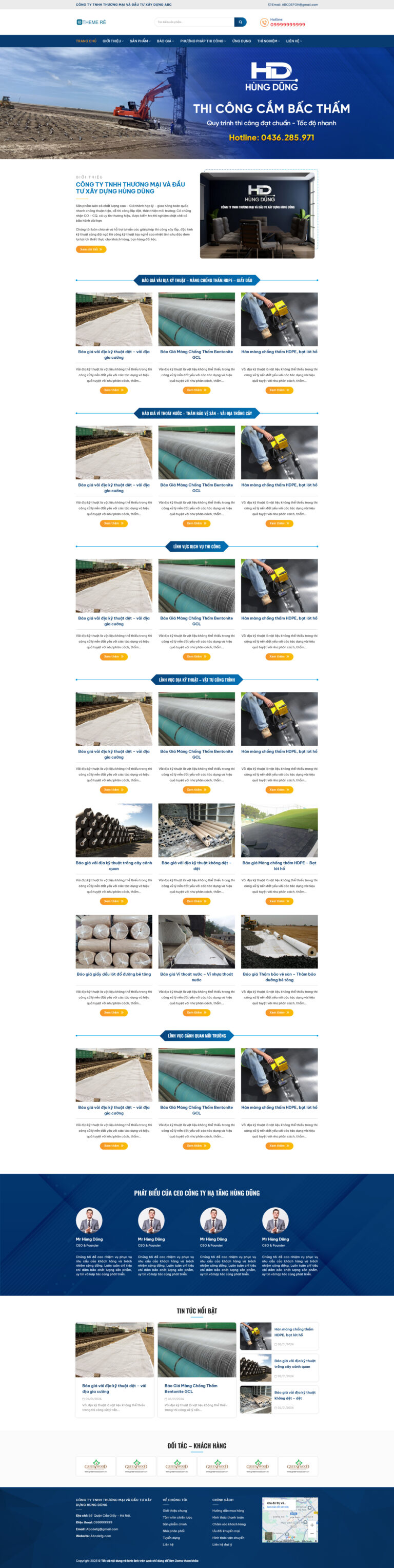 Theme wordpress vật tư công trình giá rẻ