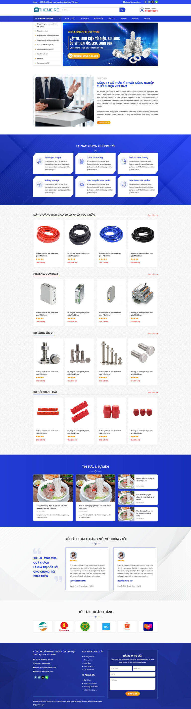 Theme wordpress vật tư linh kiện giá rẻ