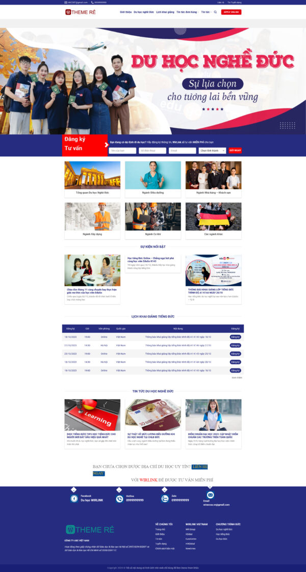 Theme wordpress xuất khẩu lao động 01 giá rẻ